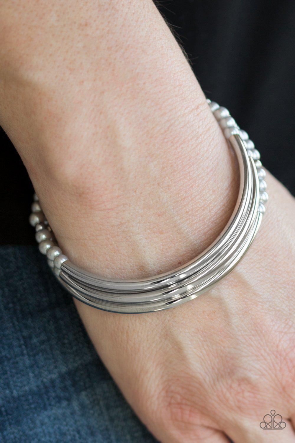 City Pretty Silver Stretch Bracelet Set - Paparazzi Accessories-CarasShop.com - $5 Jewelry by Cara Jewels