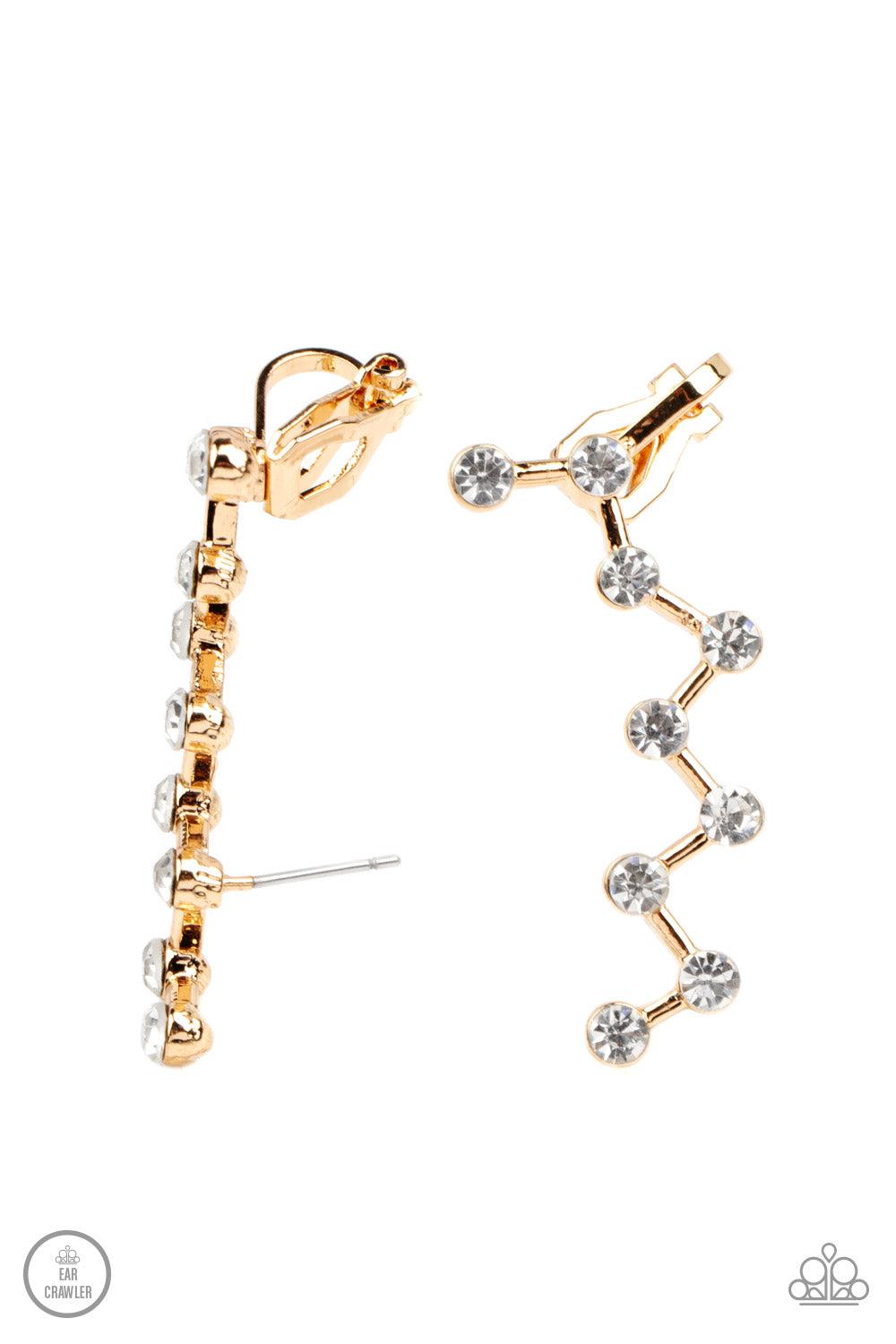 Clamoring Constellations Gold Ear Crawler Earrings - Paparazzi Accessories- lightbox - CarasShop.com - $5 Jewelry by Cara Jewels