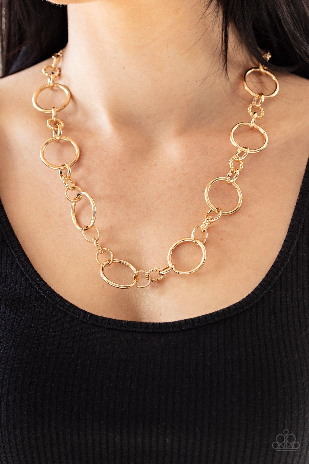 Classic Combo Gold Necklace - Paparazzi Accessories - model -CarasShop.com - $5 Jewelry by Cara Jewels
