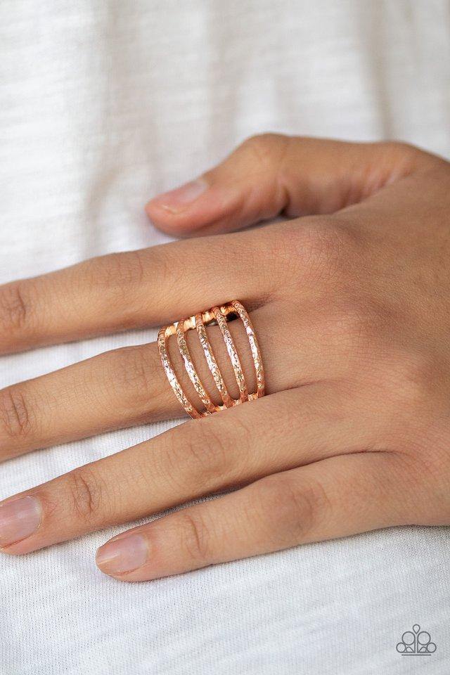 Classic Sheen Rose Gold Ring - Paparazzi Accessories-on model - CarasShop.com - $5 Jewelry by Cara Jewels