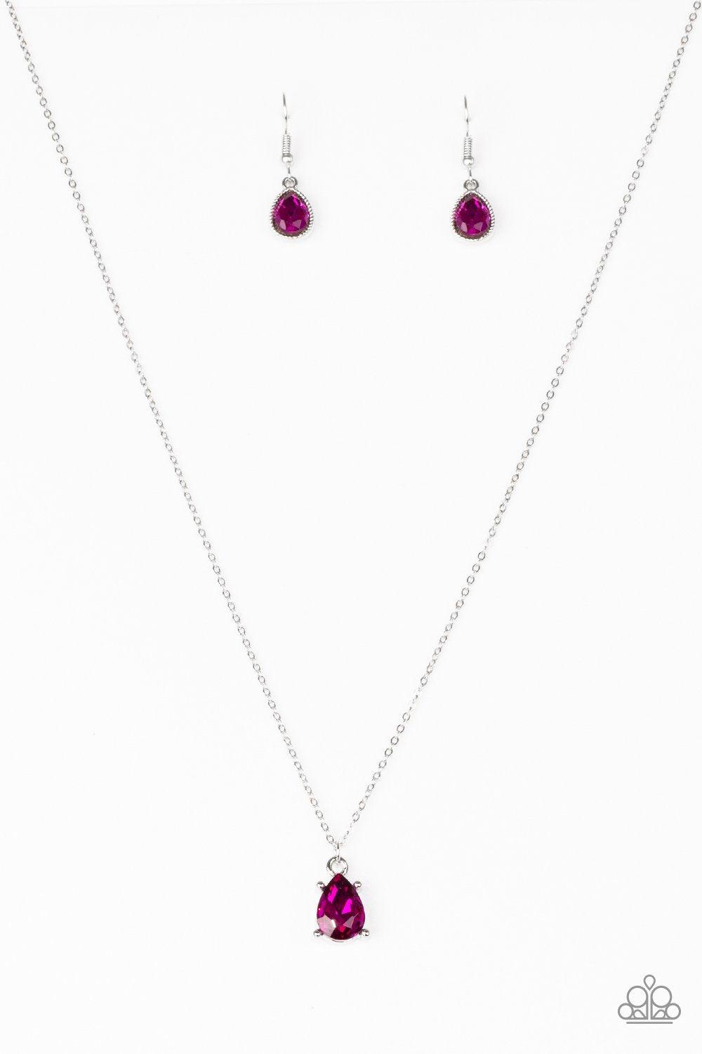 Classy Classicist Pink Rhinestone Necklace - Paparazzi Accessories-CarasShop.com - $5 Jewelry by Cara Jewels