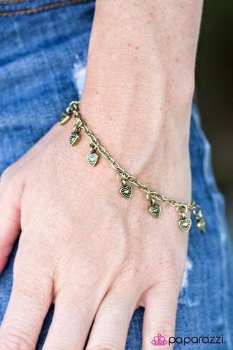 Closer To The Heart Brass Heart Bracelet - Paparazzi Accessories-CarasShop.com - $5 Jewelry by Cara Jewels