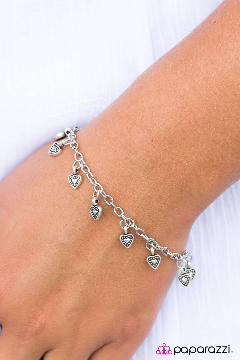 Closer To The Heart Silver Heart Bracelet - Paparazzi Accessories-CarasShop.com - $5 Jewelry by Cara Jewels