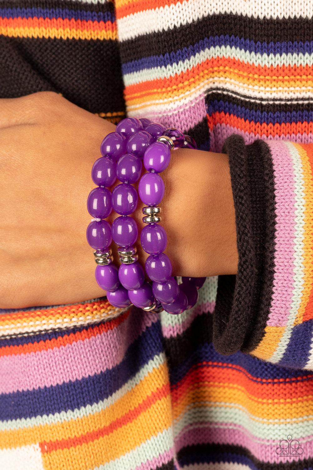 Coastal Coastin Purple Bracelet - Paparazzi Accessories-on model - CarasShop.com - $5 Jewelry by Cara Jewels