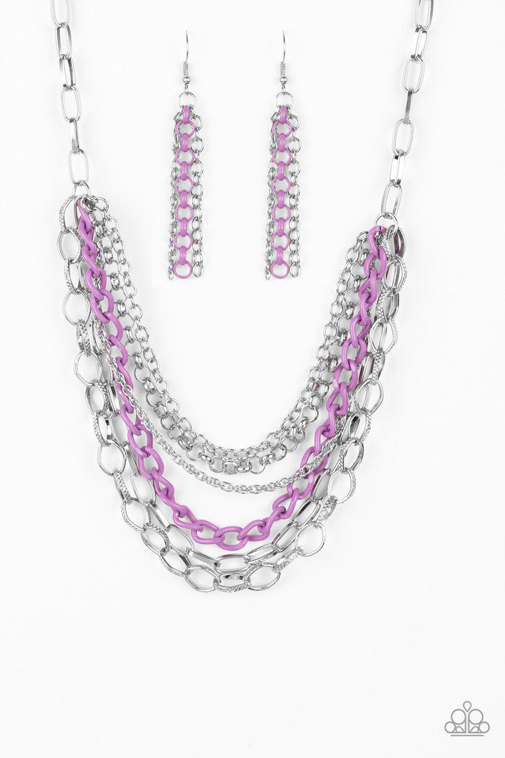 Color Bomb Purple Chain Necklace - Paparazzi Accessories-CarasShop.com - $5 Jewelry by Cara Jewels