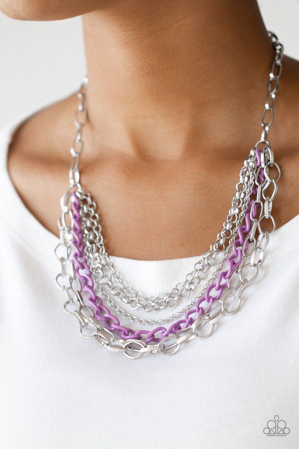 Color Bomb Purple Chain Necklace - Paparazzi Accessories-CarasShop.com - $5 Jewelry by Cara Jewels