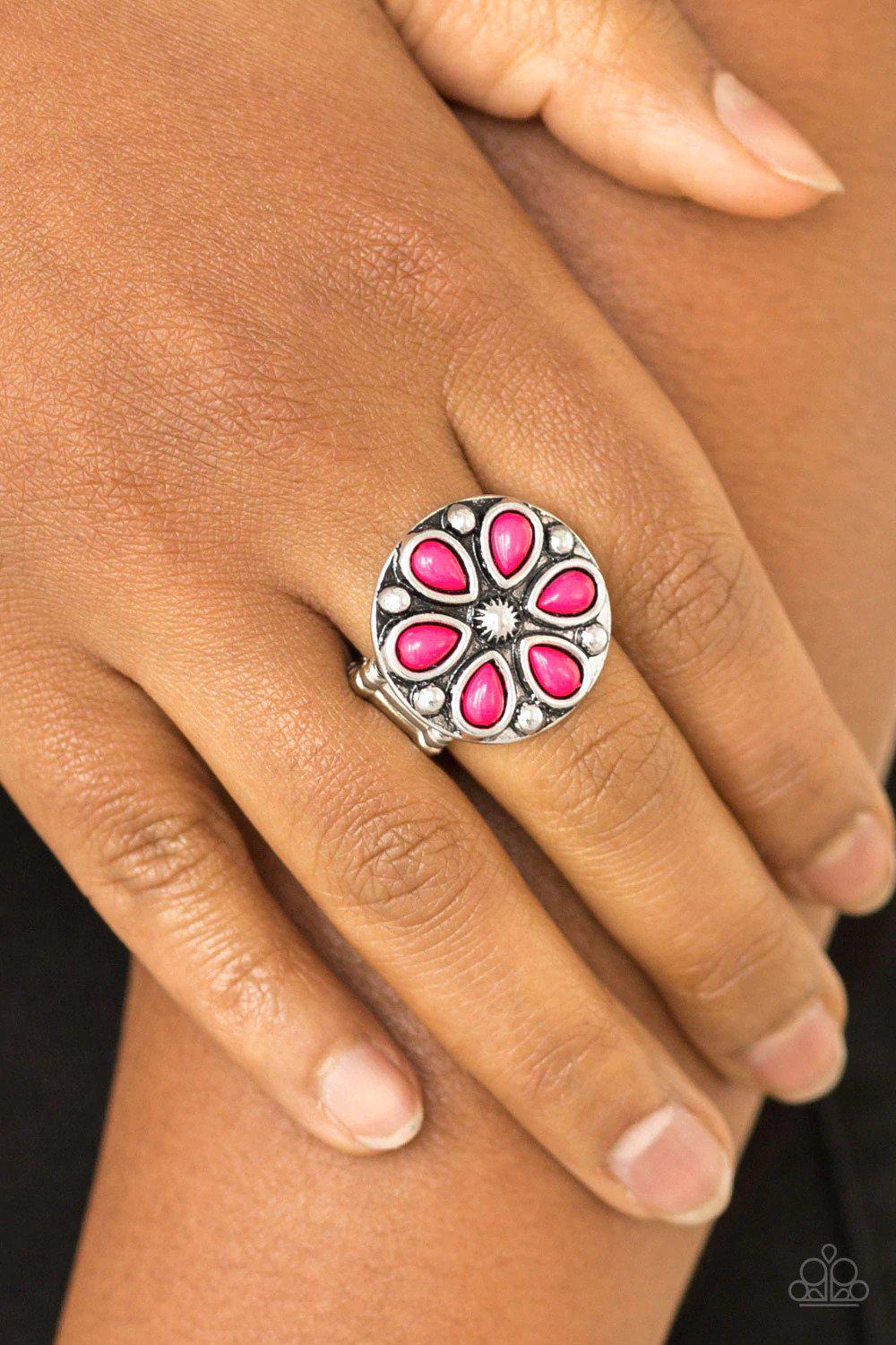 Color Me Calla Lilly Pink Ring - Paparazzi Accessories- lightbox - CarasShop.com - $5 Jewelry by Cara Jewels