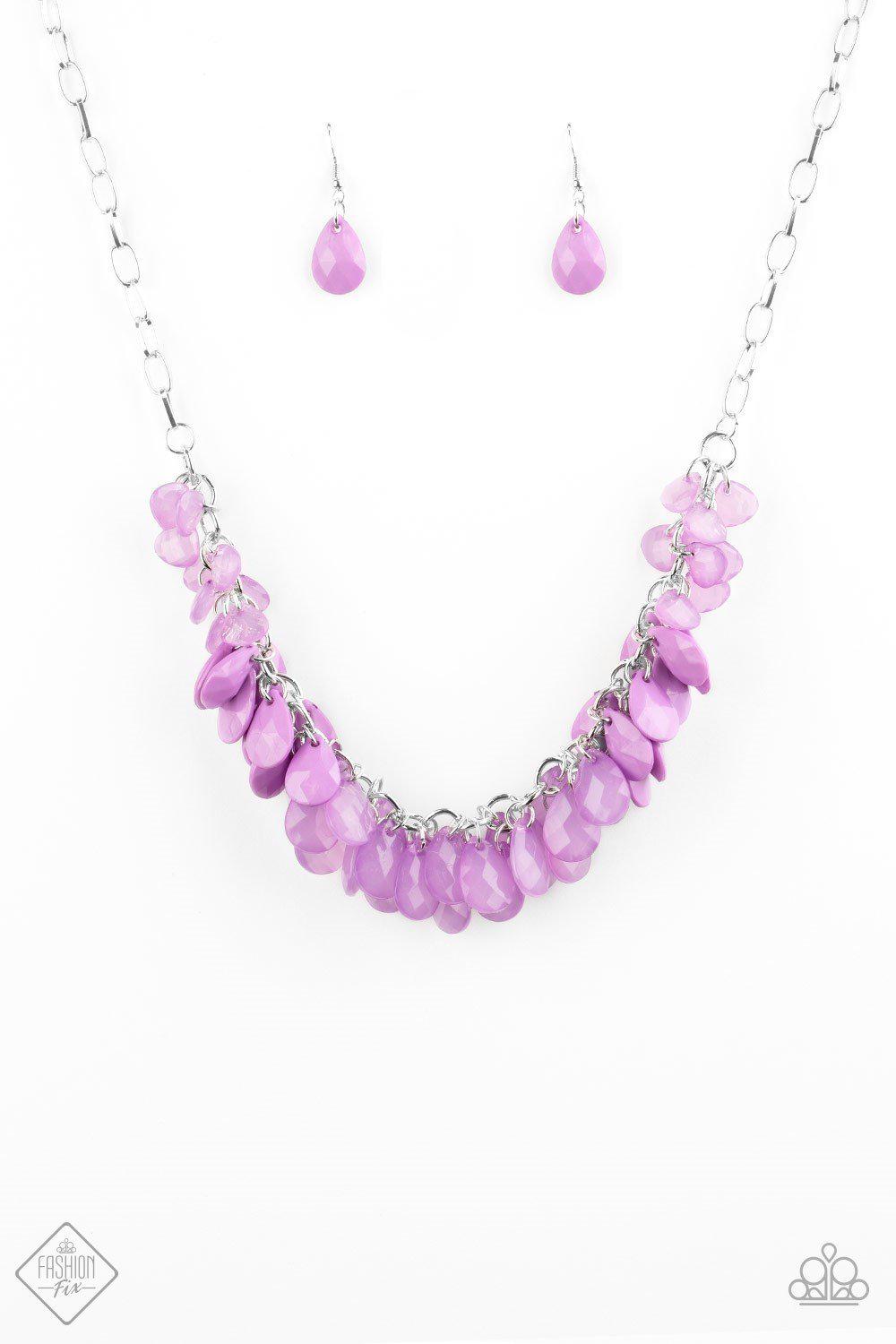Colorfully Clustered Purple Necklace - Paparazzi Accessories - lightbox -CarasShop.com - $5 Jewelry by Cara Jewels