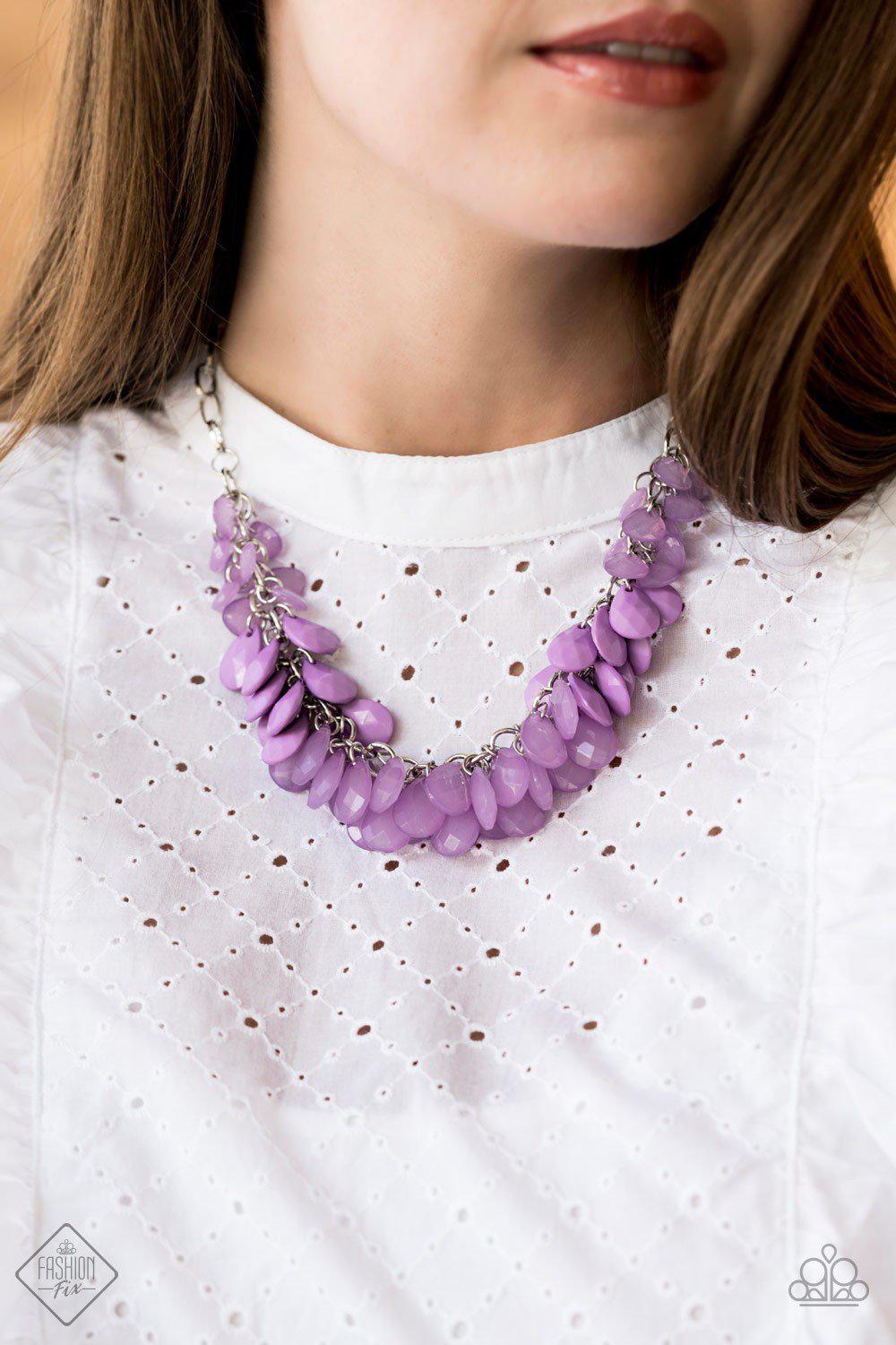 Colorfully Clustered Purple Necklace - Paparazzi Accessories - model -CarasShop.com - $5 Jewelry by Cara Jewels