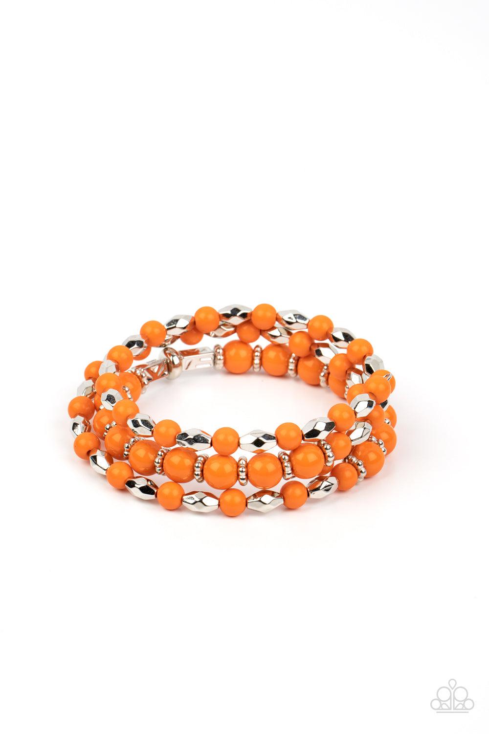 Colorfully Coiled Orange Coil Bracelet - Paparazzi Accessories- lightbox - CarasShop.com - $5 Jewelry by Cara Jewels