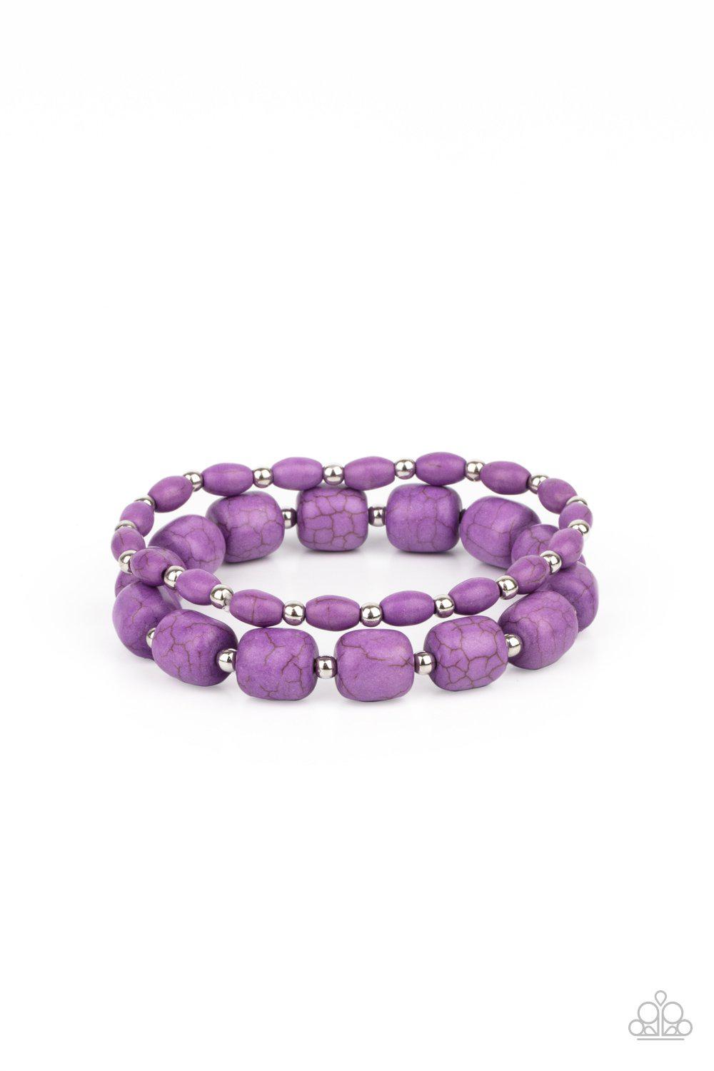 Colorfully Country Purple Stone Bracelet Set - Paparazzi Accessories- lightbox - CarasShop.com - $5 Jewelry by Cara Jewels
