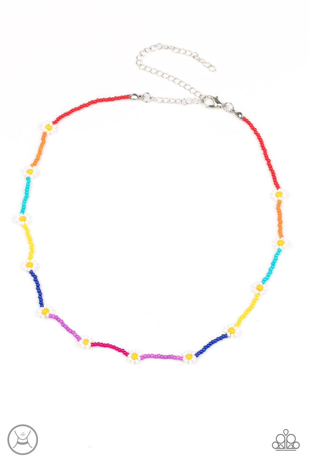 Colorfully Flower Child Multi Seed Bead Choker Necklace - Paparazzi Accessories- lightbox - CarasShop.com - $5 Jewelry by Cara Jewels