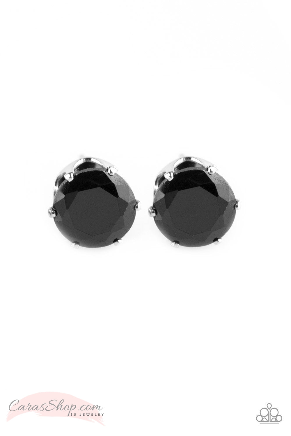 Come Out On Top Black Post Earrings - Paparazzi Accessories-CarasShop.com - $5 Jewelry by Cara Jewels