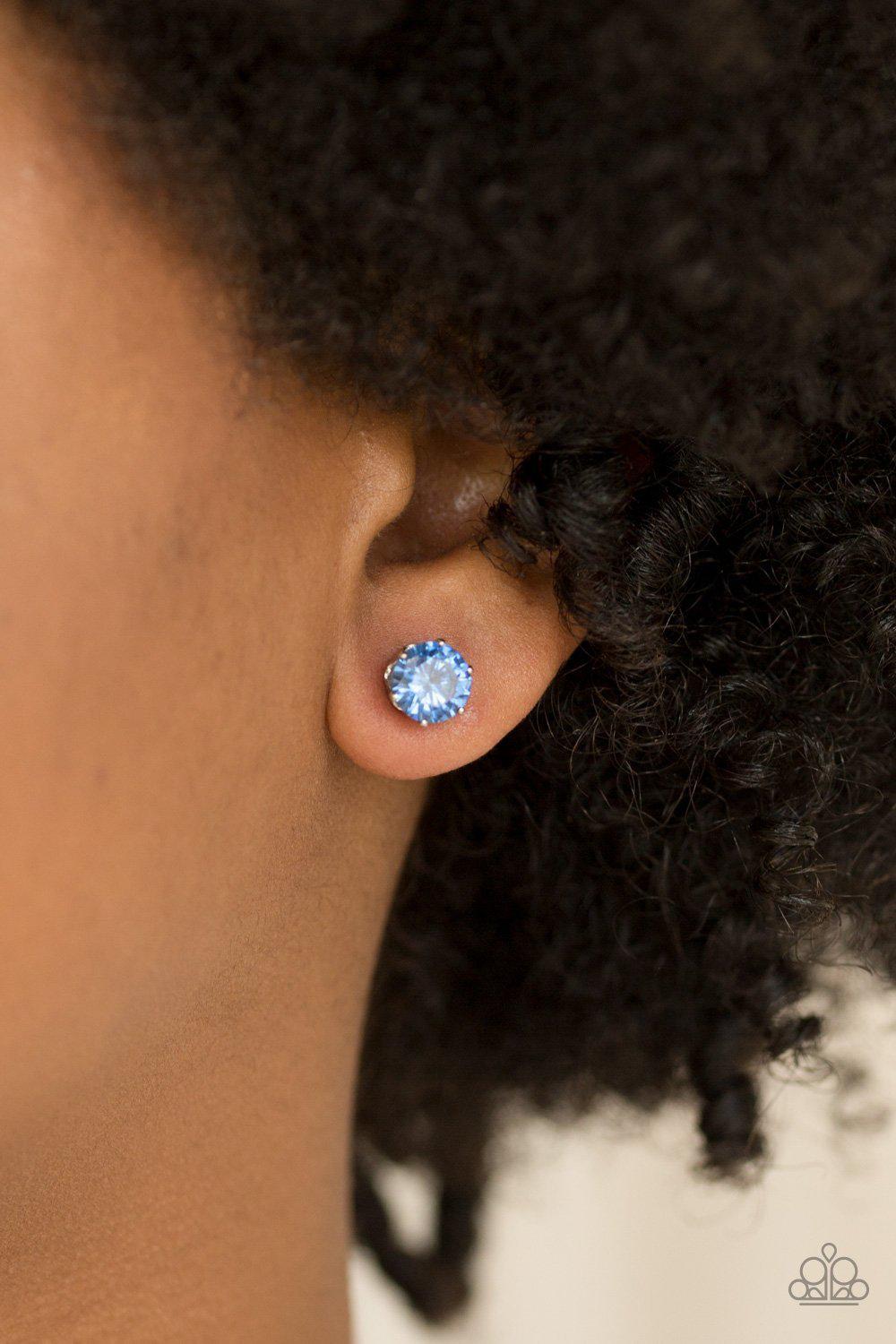 Come Out On Top Blue Gem Post Earrings - Paparazzi Accessories-CarasShop.com - $5 Jewelry by Cara Jewels