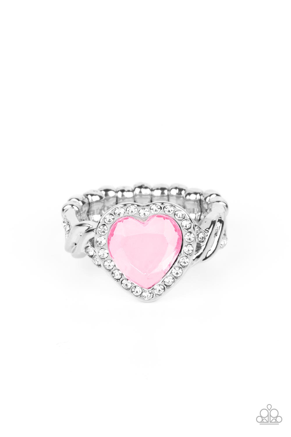 Committed to Cupid Pink Rhinestone Heart Ring - Paparazzi Accessories- lightbox - CarasShop.com - $5 Jewelry by Cara Jewels