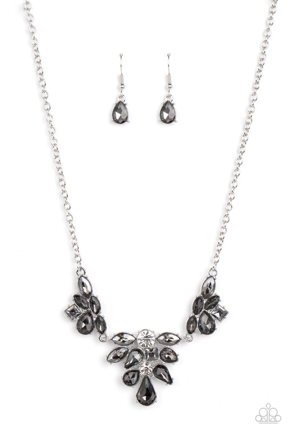 Completely Captivated Silver Rhinestone Necklace - Paparazzi Accessories- lightbox - CarasShop.com - $5 Jewelry by Cara Jewels