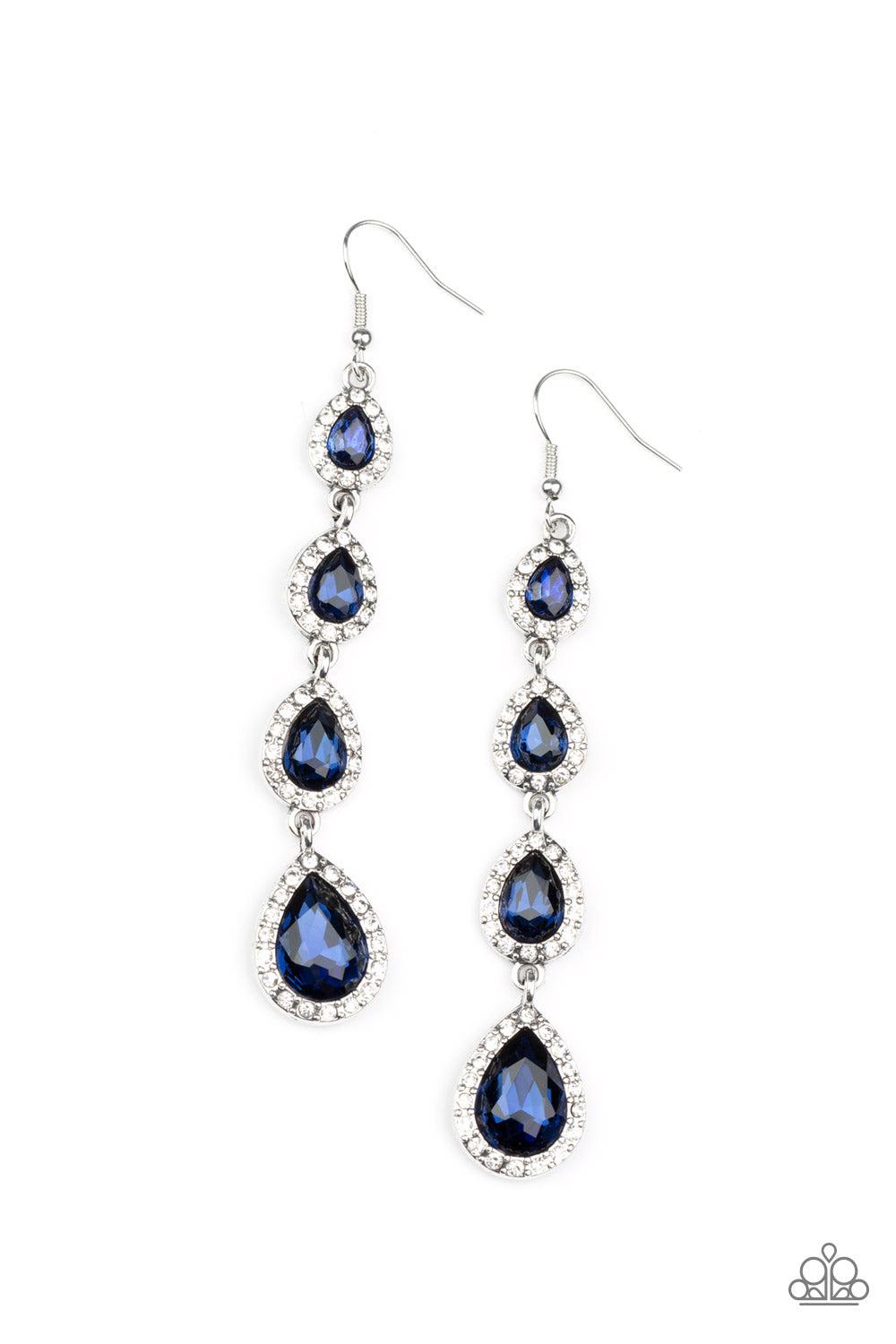 Confidently Classy Blue Rhinestone Earrings - Paparazzi Accessories- lightbox - CarasShop.com - $5 Jewelry by Cara Jewels