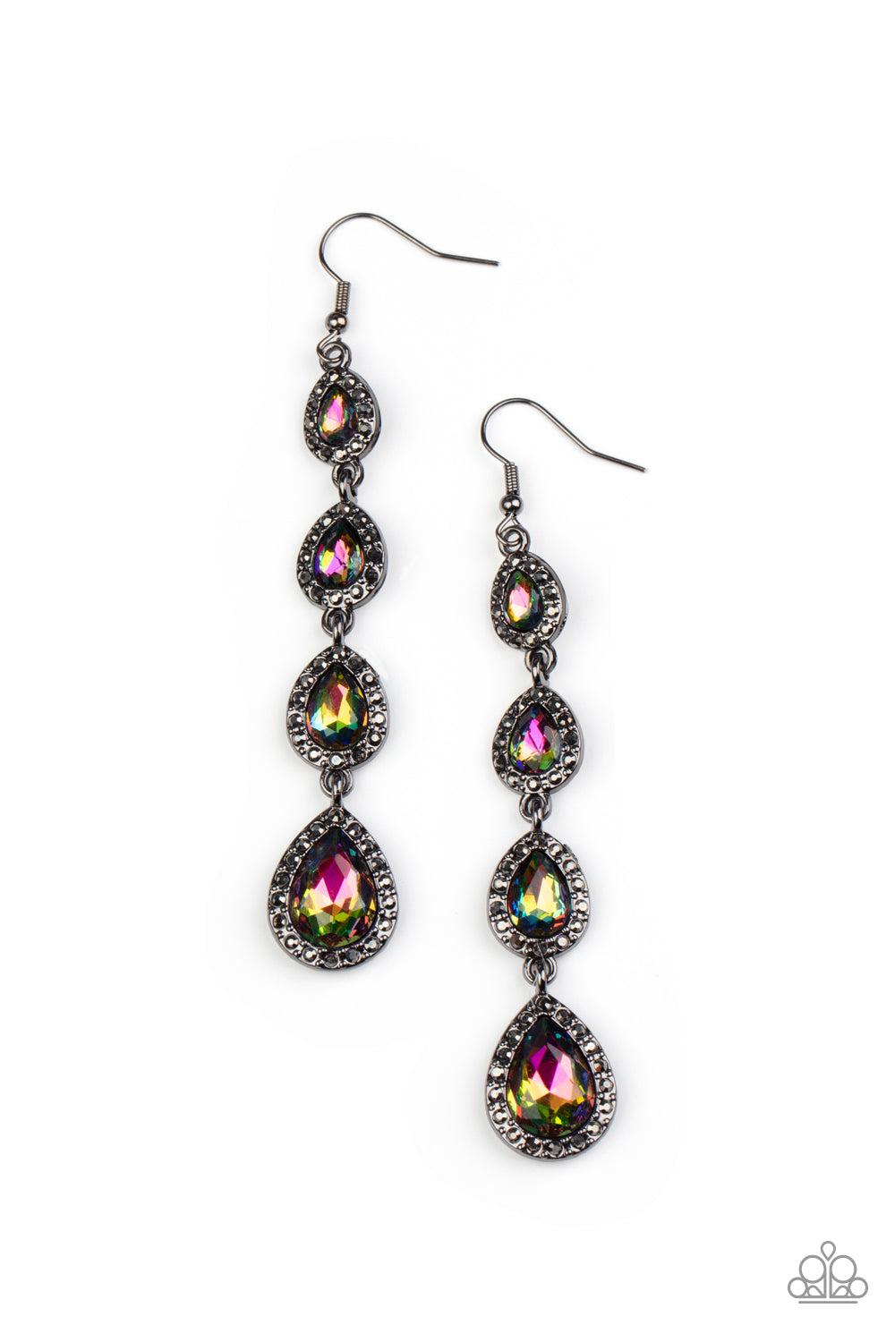 Confidently Classy Multi Oil Spill Rhinestone Earrings - Paparazzi Accessories- lightbox - CarasShop.com - $5 Jewelry by Cara Jewels