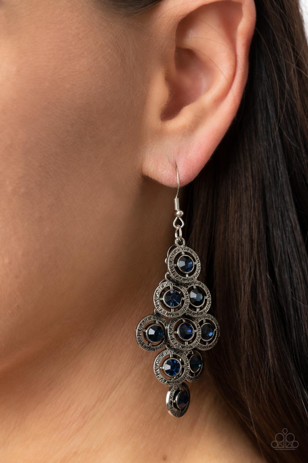 Constellation Cruise Blue Earrings - Paparazzi Accessories-on model - CarasShop.com - $5 Jewelry by Cara Jewels