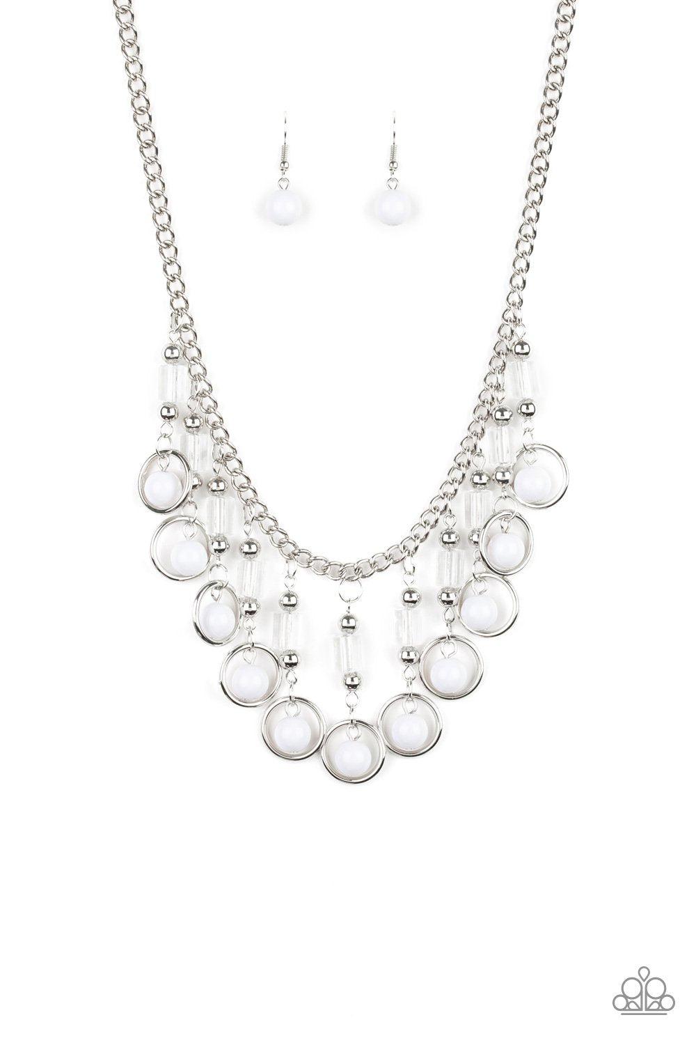 Cool Cascade White Necklace - Paparazzi Accessories - lightbox -CarasShop.com - $5 Jewelry by Cara Jewels