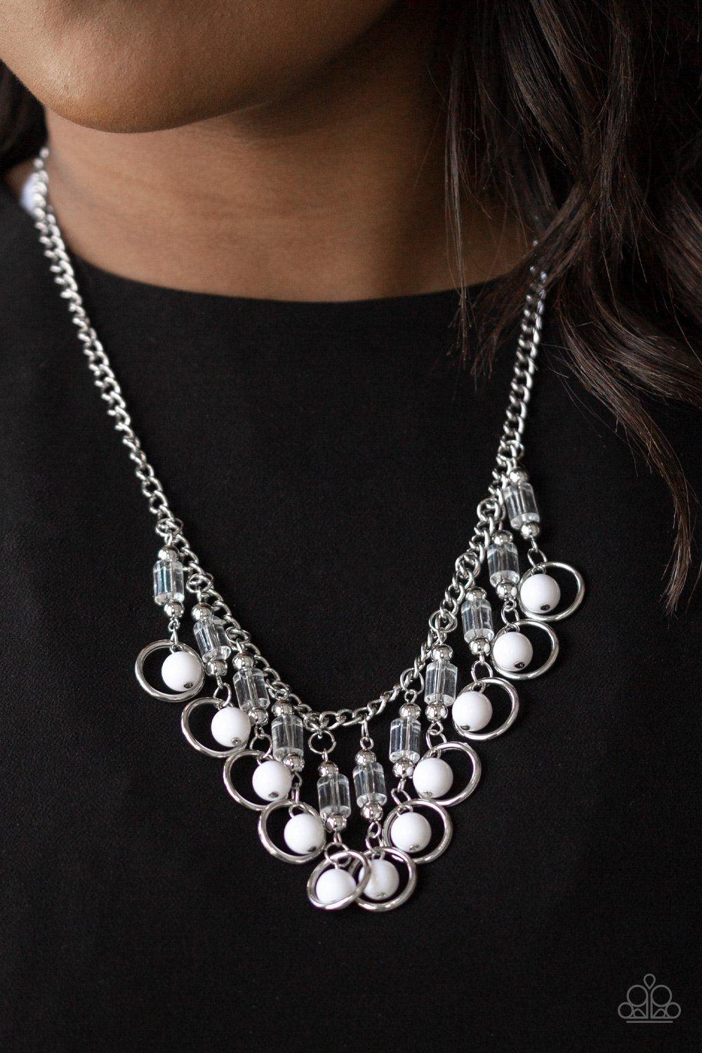 Cool Cascade White Necklace - Paparazzi Accessories - lightbox -CarasShop.com - $5 Jewelry by Cara Jewels