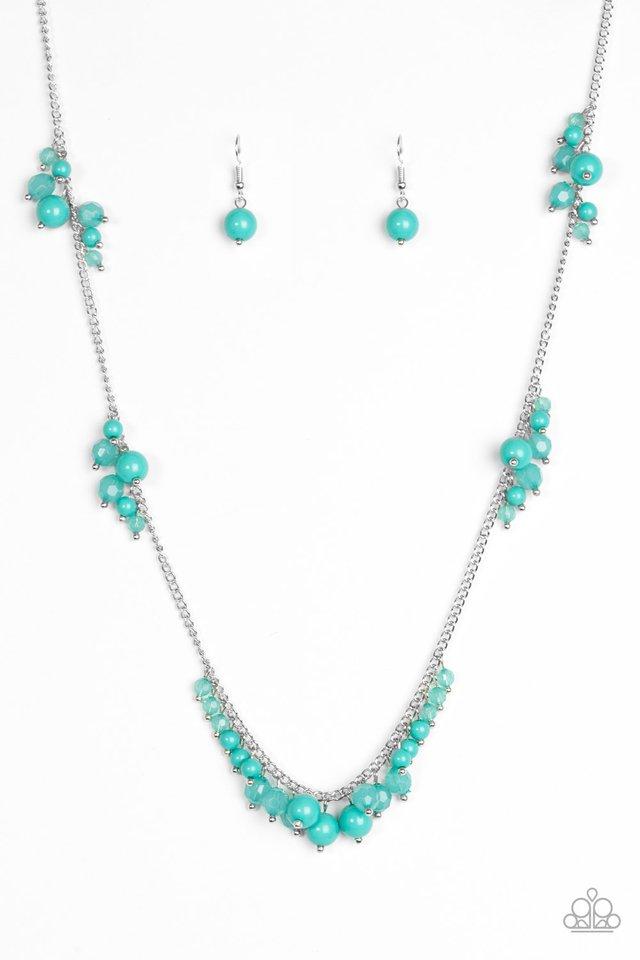 Coral Reefs Green and Silver Necklace - Paparazzi Accessories-CarasShop.com - $5 Jewelry by Cara Jewels