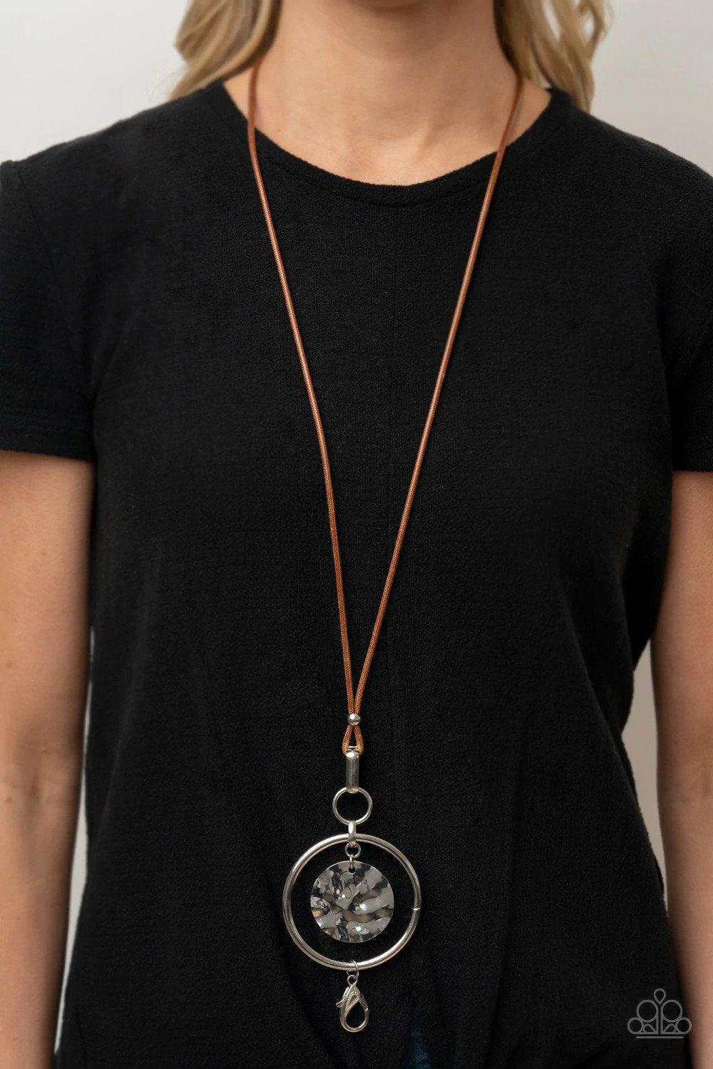 CORD-inated Effort Brown Lanyard Necklace - Paparazzi Accessories- lightbox - CarasShop.com - $5 Jewelry by Cara Jewels