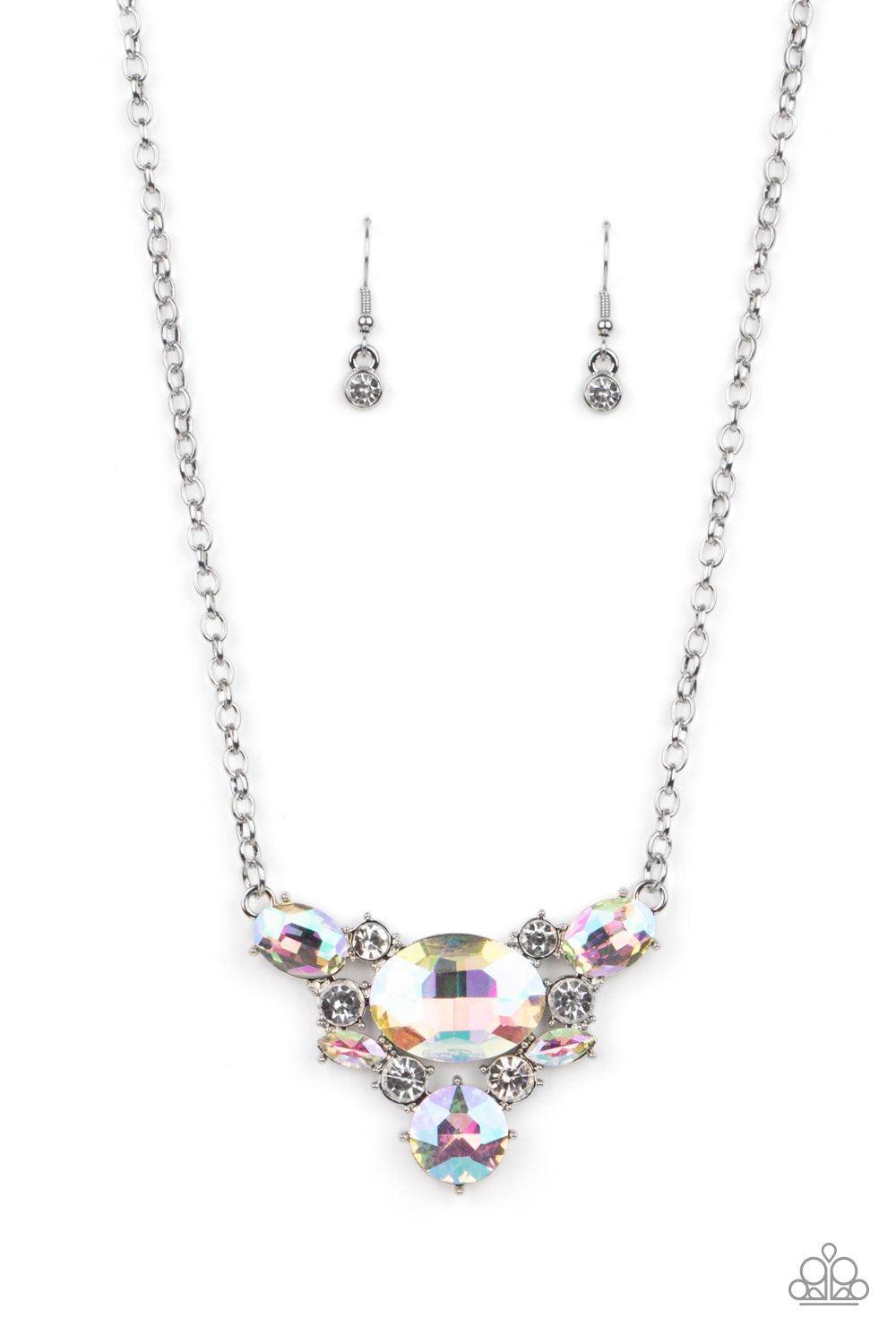 Cosmic Coronation Multi Iridescent Rhinestone Necklace - Paparazzi Accessories- lightbox - CarasShop.com - $5 Jewelry by Cara Jewels
