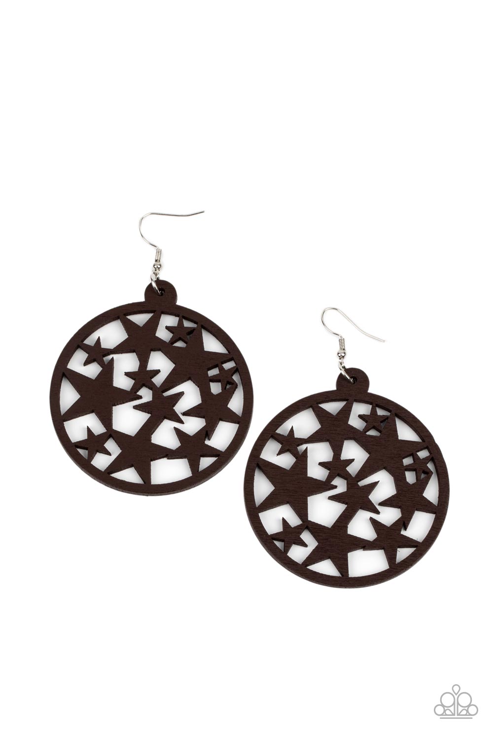 Cosmic Paradise Brown Wood Earrings - Paparazzi Accessories- lightbox - CarasShop.com - $5 Jewelry by Cara Jewels
