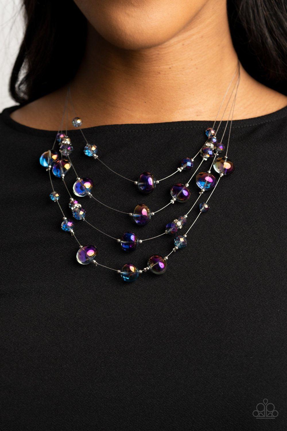 Cosmic Real Estate Multi &quot;Oil Spill&quot; Necklace - Paparazzi Accessories- model - CarasShop.com - $5 Jewelry by Cara Jewels