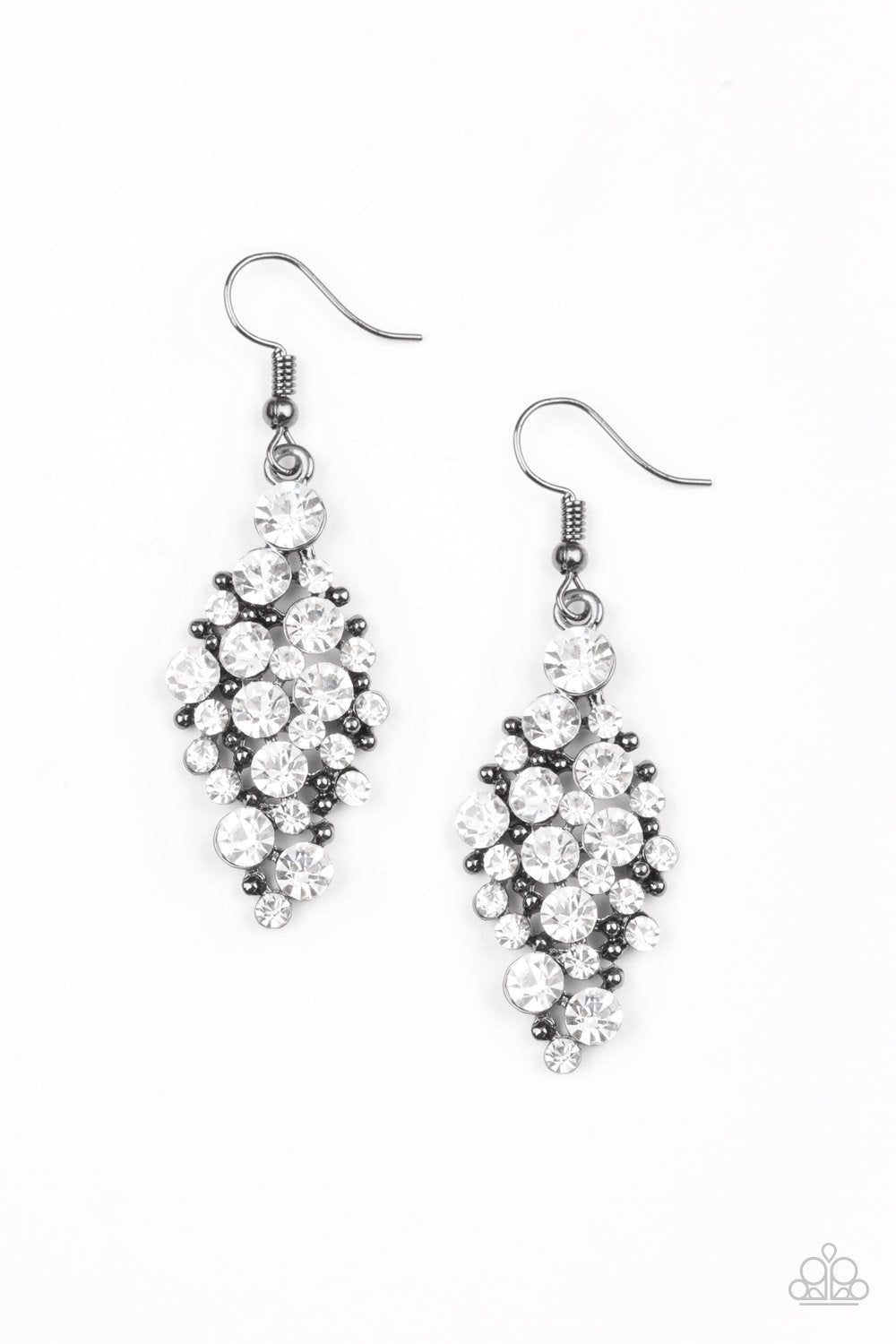Cosmically Chic Black and White Rhinestone Earrings - Paparazzi Accessories-CarasShop.com - $5 Jewelry by Cara Jewels