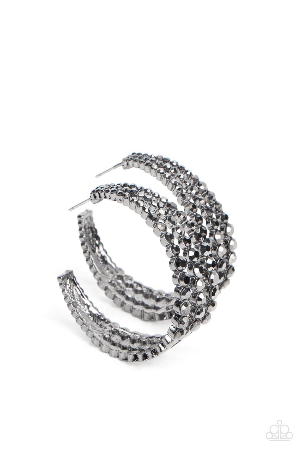 Cosmopolitan Cool Gunmetal Black &amp; Hematite Hoop Earrings- lightbox - CarasShop.com - $5 Jewelry by Cara Jewels