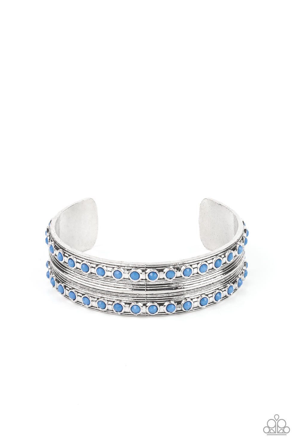 Costa Rica Retreat Blue &amp; Silver Cuff Bracelet - Paparazzi Accessories- lightbox - CarasShop.com - $5 Jewelry by Cara Jewels