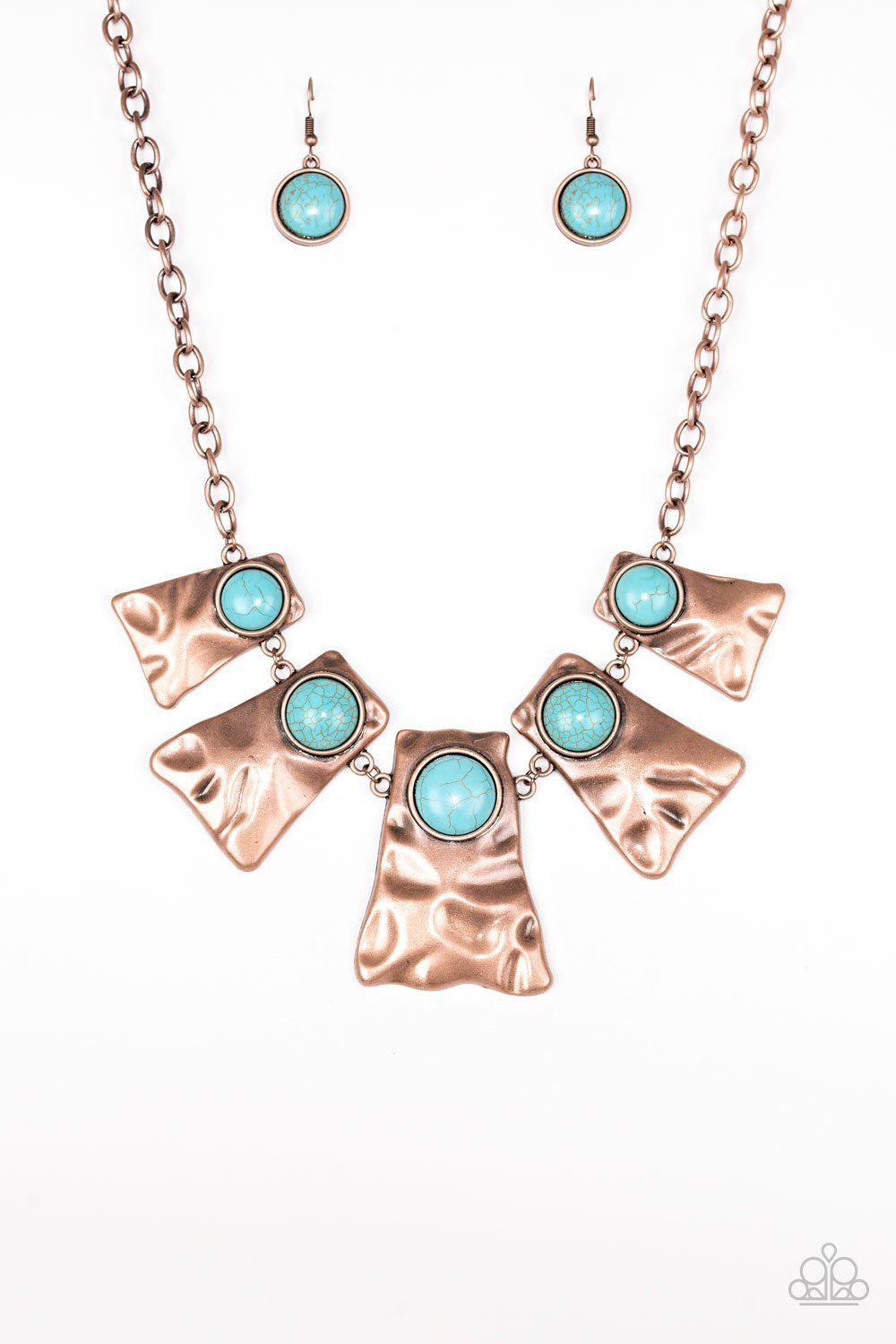 Stone Toll - Copper and Turquoise Necklace - Paparazzi Accessories