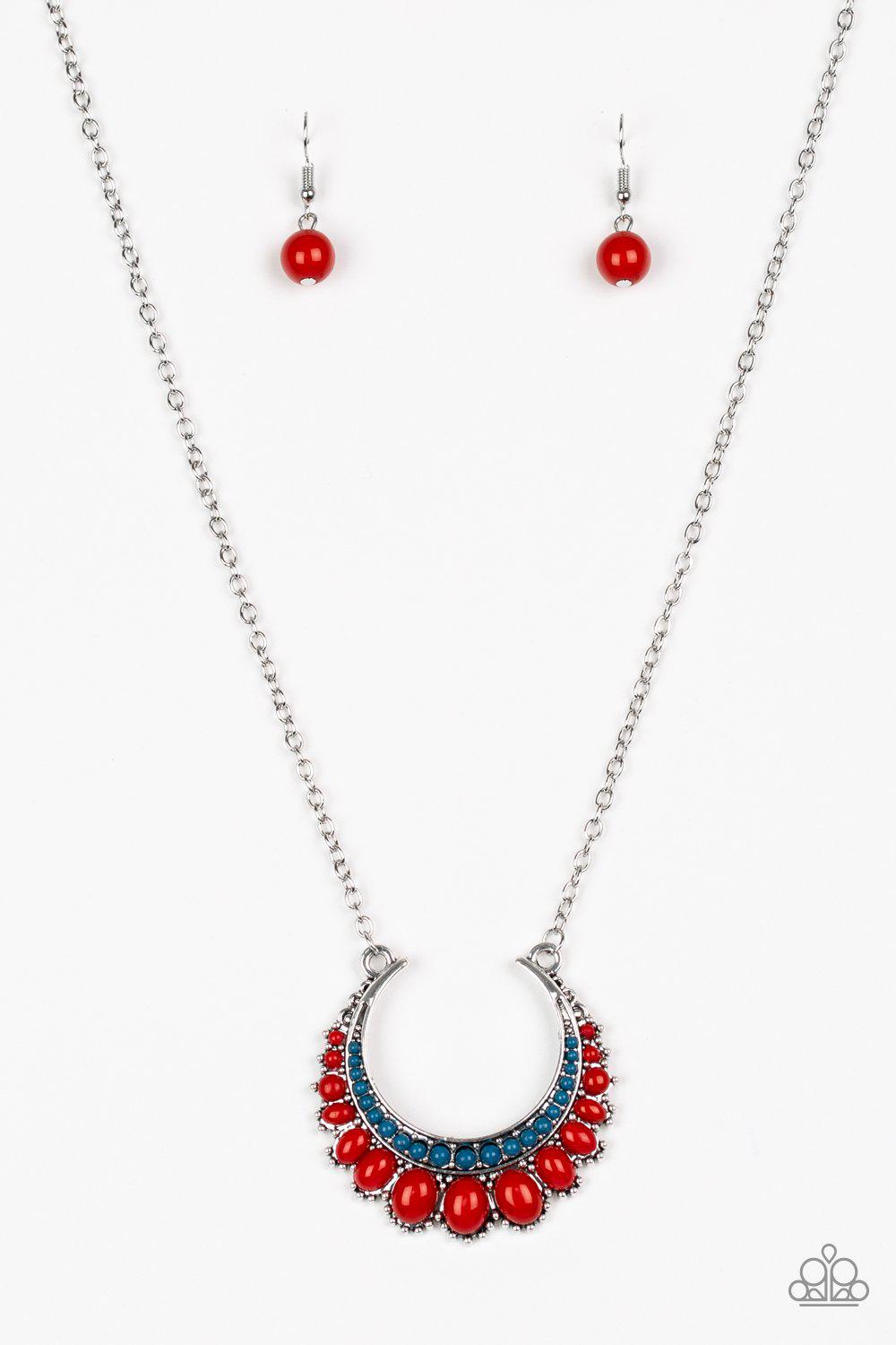 Count To Zen Multi - Red and Blue Necklace - Paparazzi Accessories-CarasShop.com - $5 Jewelry by Cara Jewels
