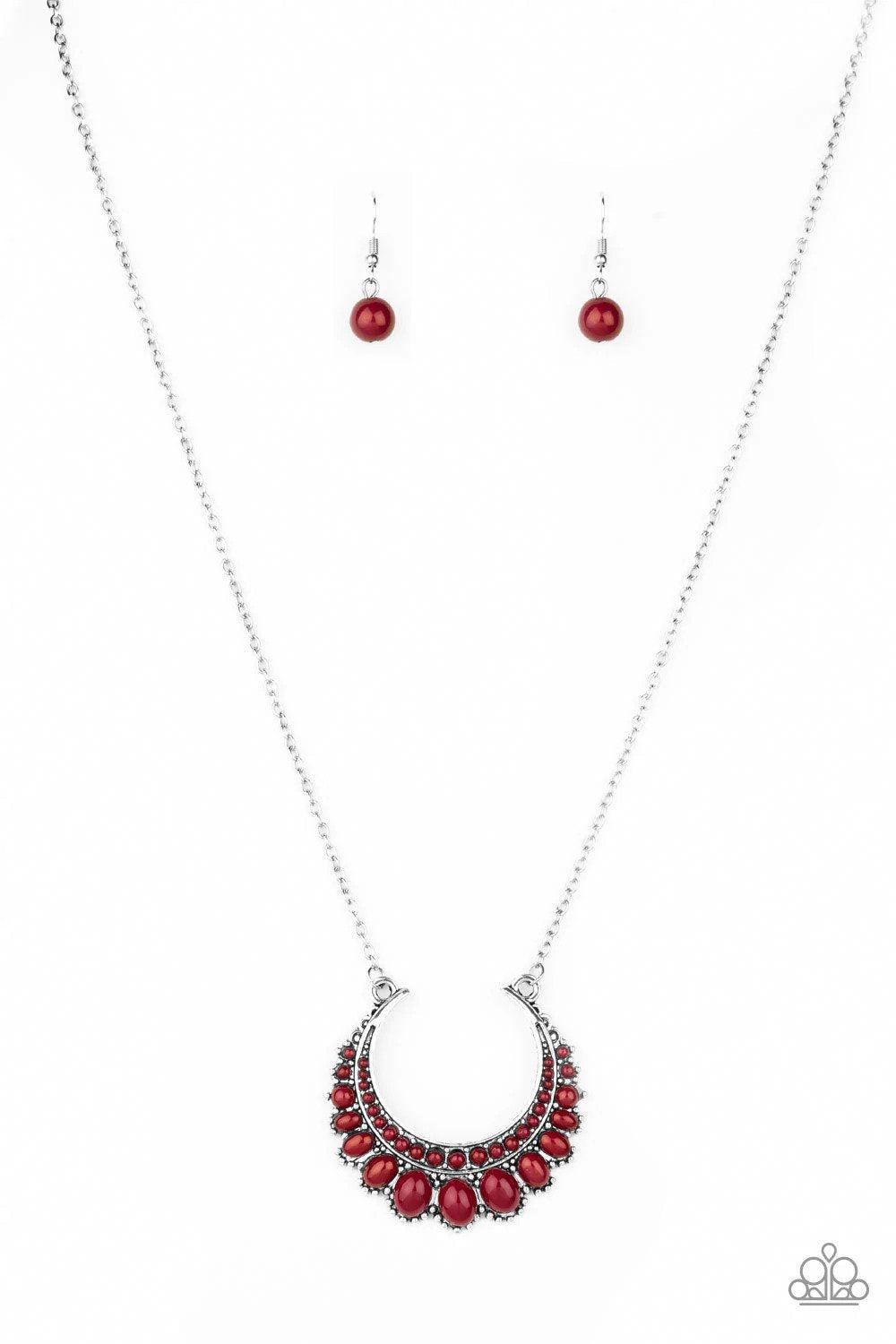 Count To Zen Red Necklace - Paparazzi Accessories- lightbox - CarasShop.com - $5 Jewelry by Cara Jewels