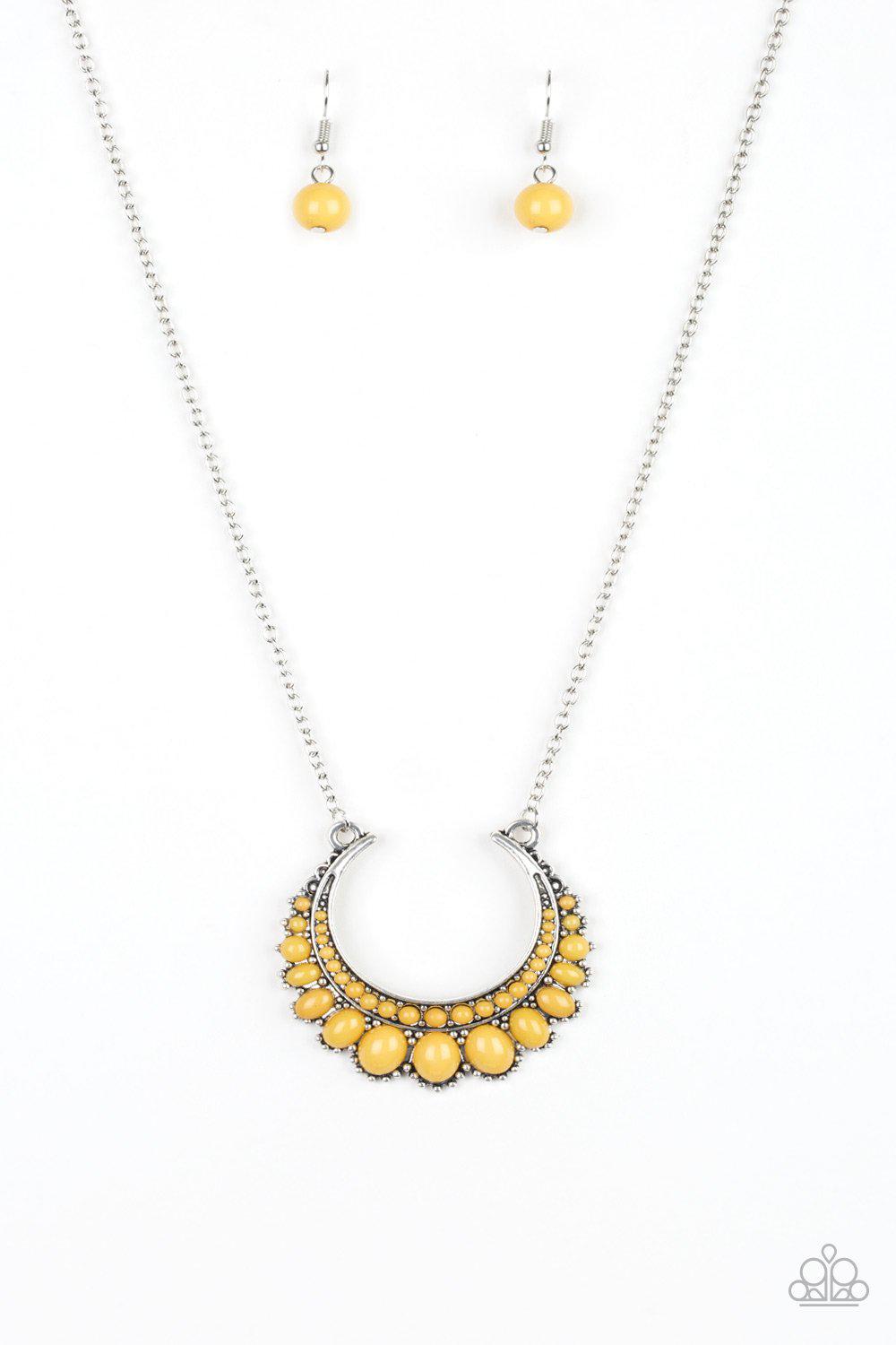 Count To Zen Silver and Yellow Necklace - Paparazzi Accessories-CarasShop.com - $5 Jewelry by Cara Jewels