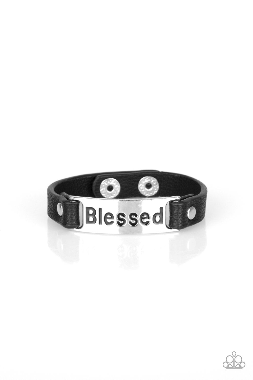 Count Your Blessings Black Wrap Snap Bracelet - Paparazzi Accessories-CarasShop.com - $5 Jewelry by Cara Jewels
