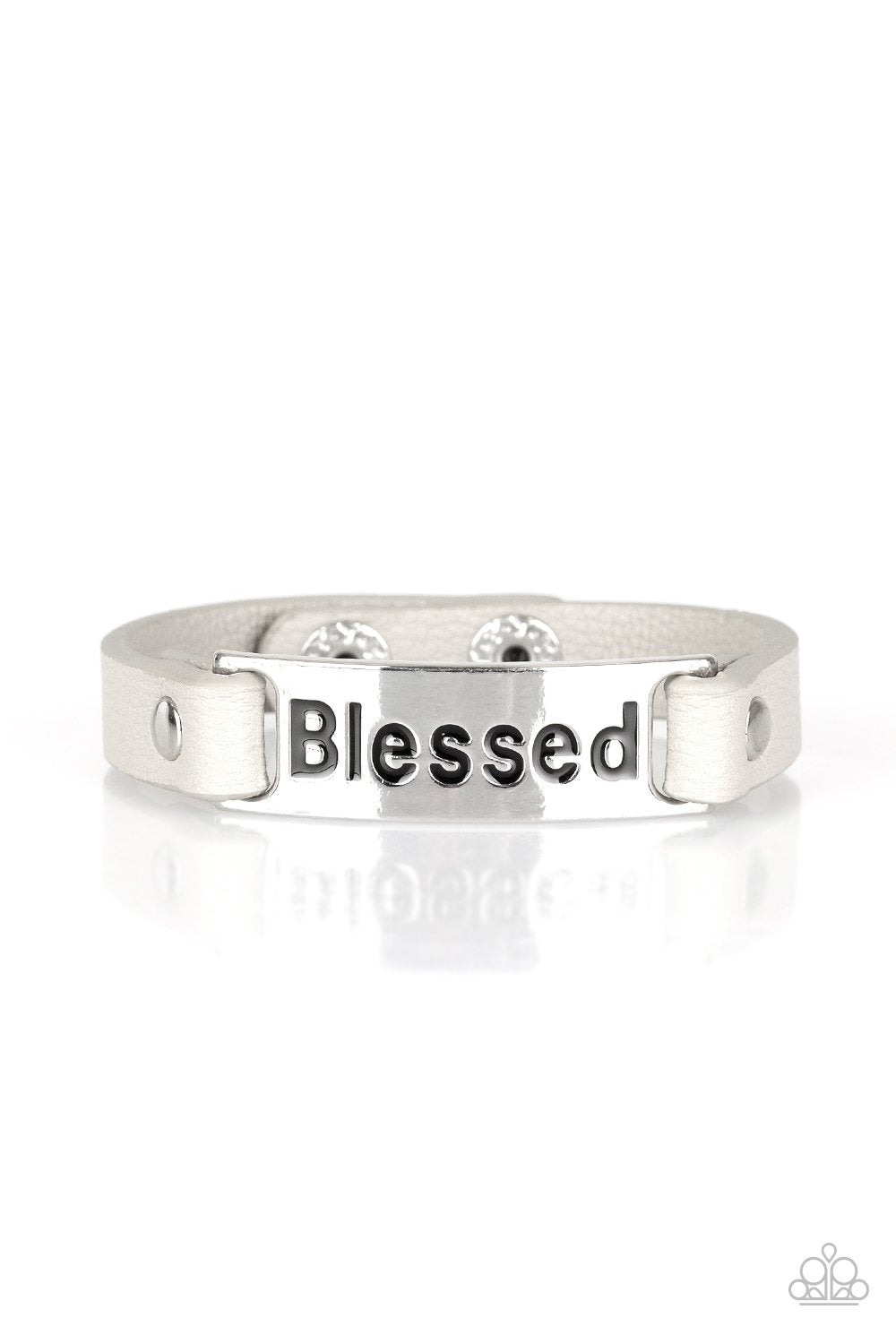 Count Your Blessings Silver Wrap Snap Bracelet - Paparazzi Accessories-CarasShop.com - $5 Jewelry by Cara Jewels