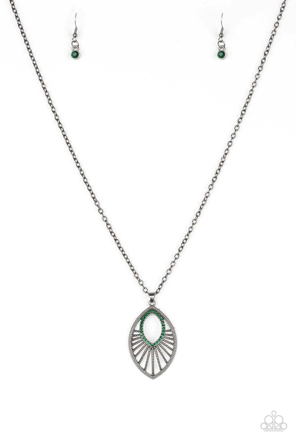 Court Couture Green Necklace - Paparazzi Accessories- lightbox - CarasShop.com - $5 Jewelry by Cara Jewels