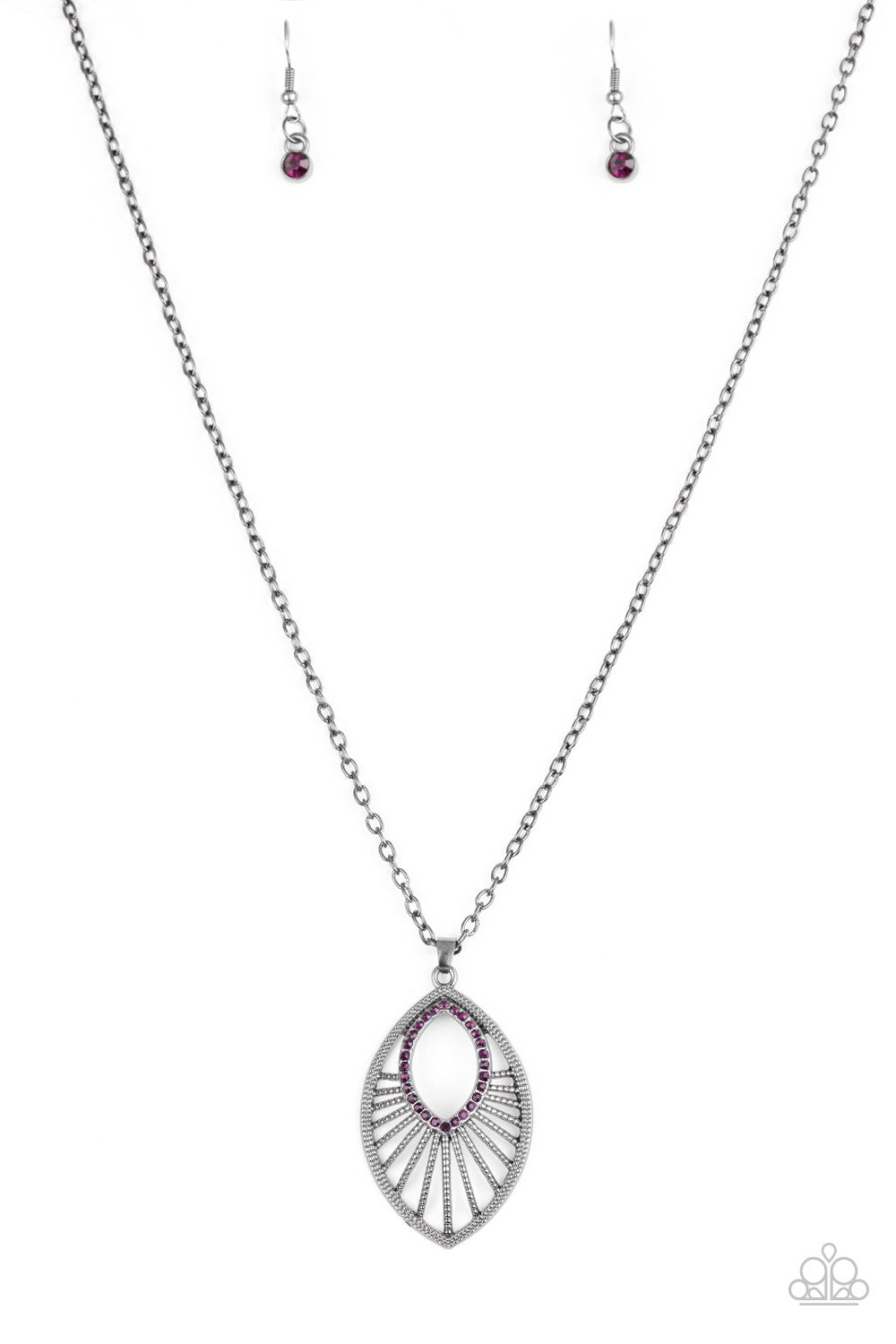 Court Couture Purple and Gunmetal Necklace - Paparazzi Accessories - lightbox -CarasShop.com - $5 Jewelry by Cara Jewels