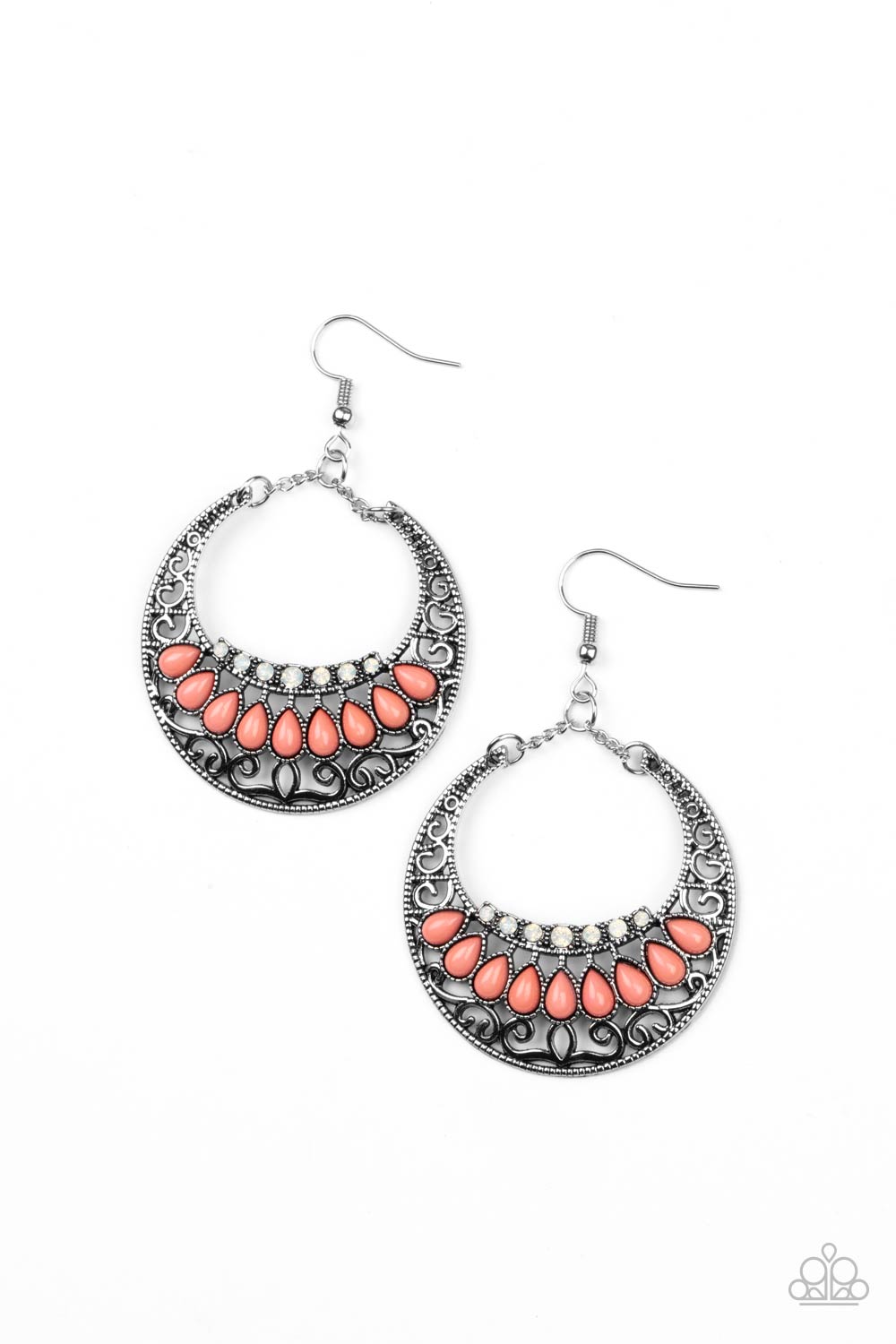 Crescent Couture Burnt Coral Earrings - Paparazzi Accessories- lightbox - CarasShop.com - $5 Jewelry by Cara Jewels