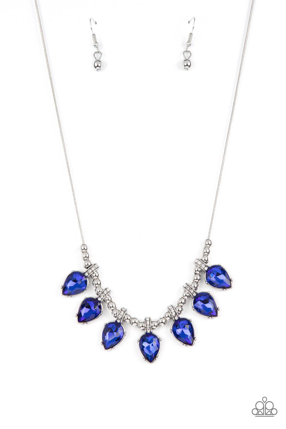 Crown Jewel Couture Blue Rhinestone Necklace - Paparazzi Accessories- lightbox - CarasShop.com - $5 Jewelry by Cara Jewels