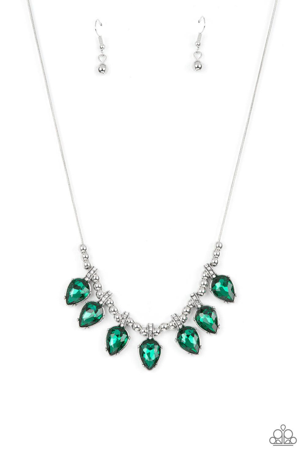 Crown Jewel Couture Green Rhinestone Necklace - Paparazzi Accessories- lightbox - CarasShop.com - $5 Jewelry by Cara Jewels