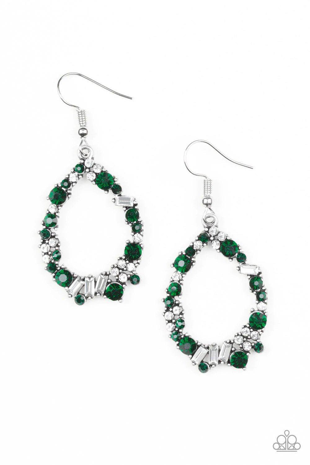 Crushing Couture Green Earrings - Paparazzi Accessories- lightbox - CarasShop.com - $5 Jewelry by Cara Jewels