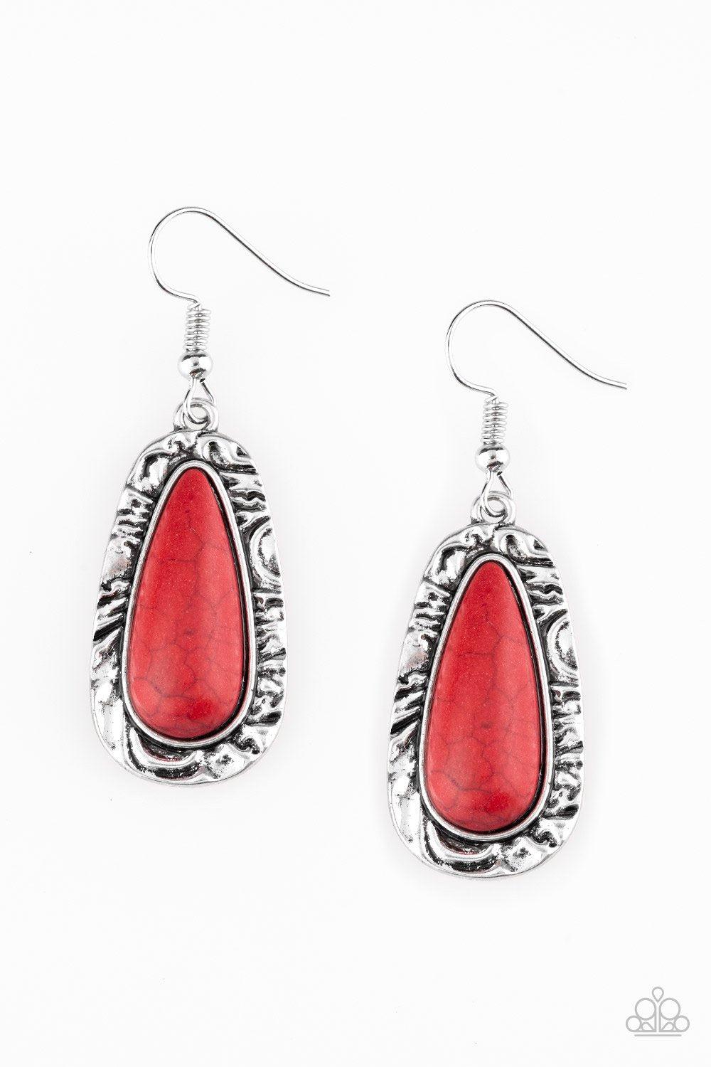 Cruzin&#39; Colorado Red Stone Earrings - Paparazzi Accessories-CarasShop.com - $5 Jewelry by Cara Jewels