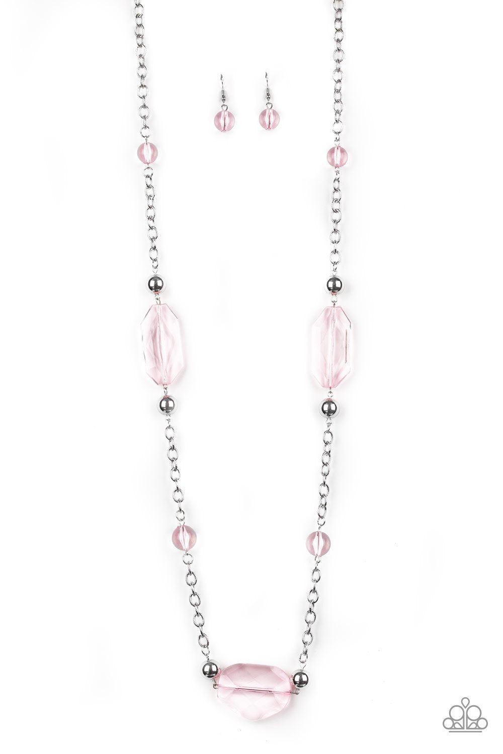 Crystal Charm Pink Necklace - Paparazzi Accessories-CarasShop.com - $5 Jewelry by Cara Jewels