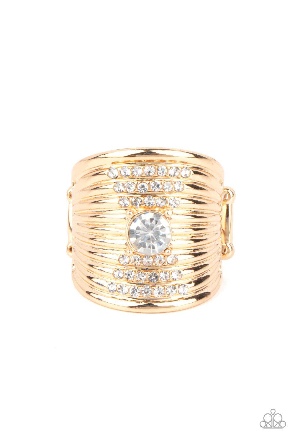 Crystal Corsets Gold Ring - Paparazzi Accessories- lightbox - CarasShop.com - $5 Jewelry by Cara Jewels