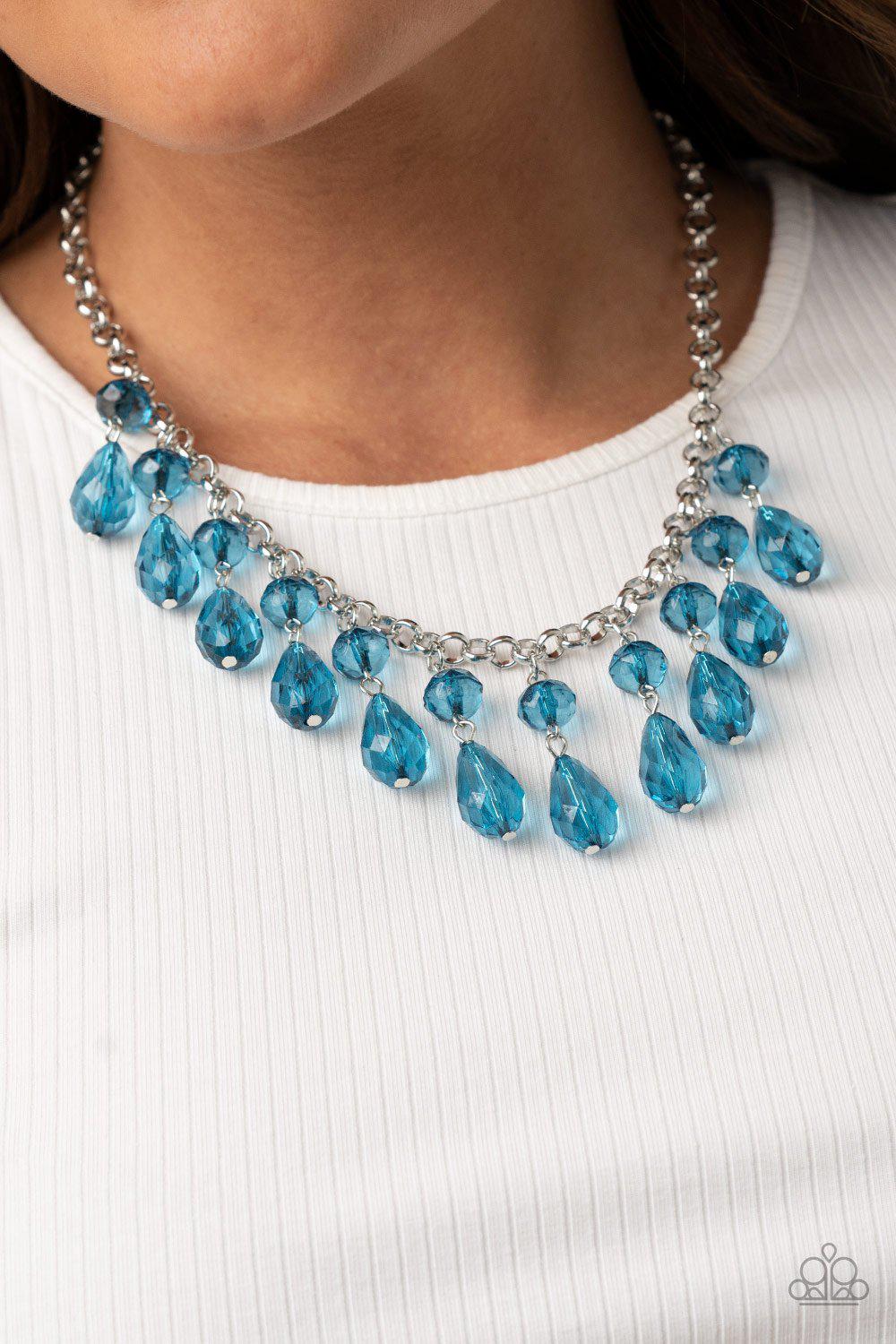Crystal Enchantment Blue Necklace - Paparazzi Accessories - model -CarasShop.com - $5 Jewelry by Cara Jewels