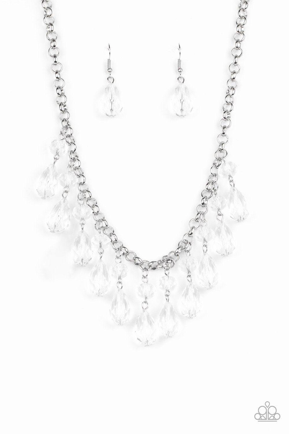 Crystal Enchantment White Necklace - Paparazzi Accessories - lightbox -CarasShop.com - $5 Jewelry by Cara Jewels